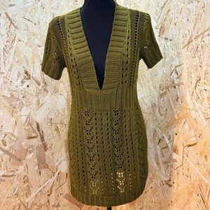 RW&CO Olive Knit Top Boho Fairy Grunge Lightweight Layering Top Cottagecore